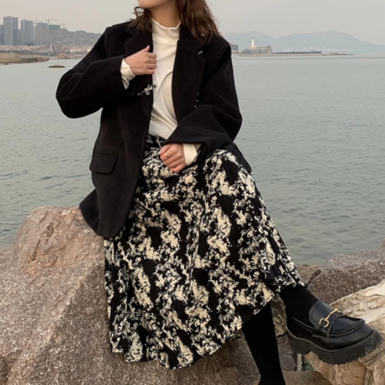 フローラルAラインフレアスカート W00798