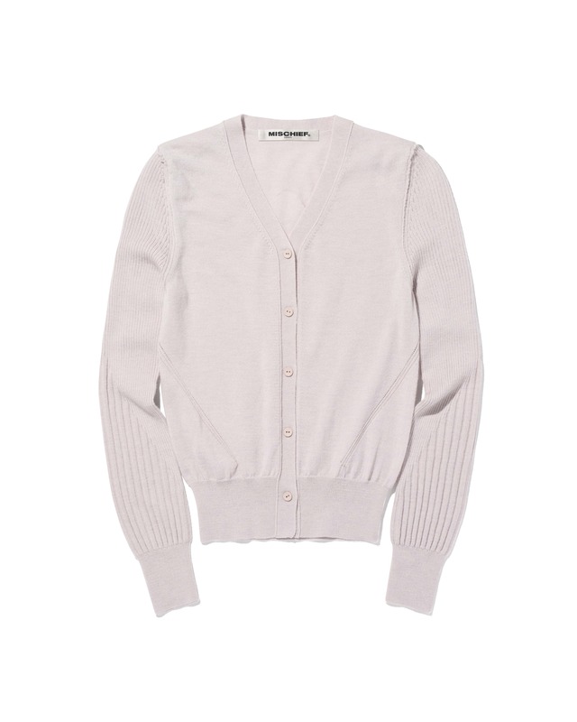 [MSCHF] V-NECK WOOL KNIT CARDIGAN_LIGHT PINK GREY ミスチーフ 正規品 韓国ブランド 韓国ファッション 韓国代行 韓国通販 mischief 日本 店舗