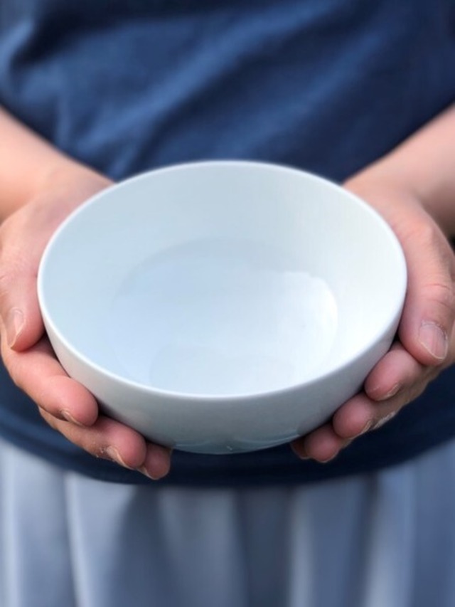 日本製　窯元直送　ほっこりボウル　吹付空色（強化磁器）【おうちカフェ おうちごはん】3点