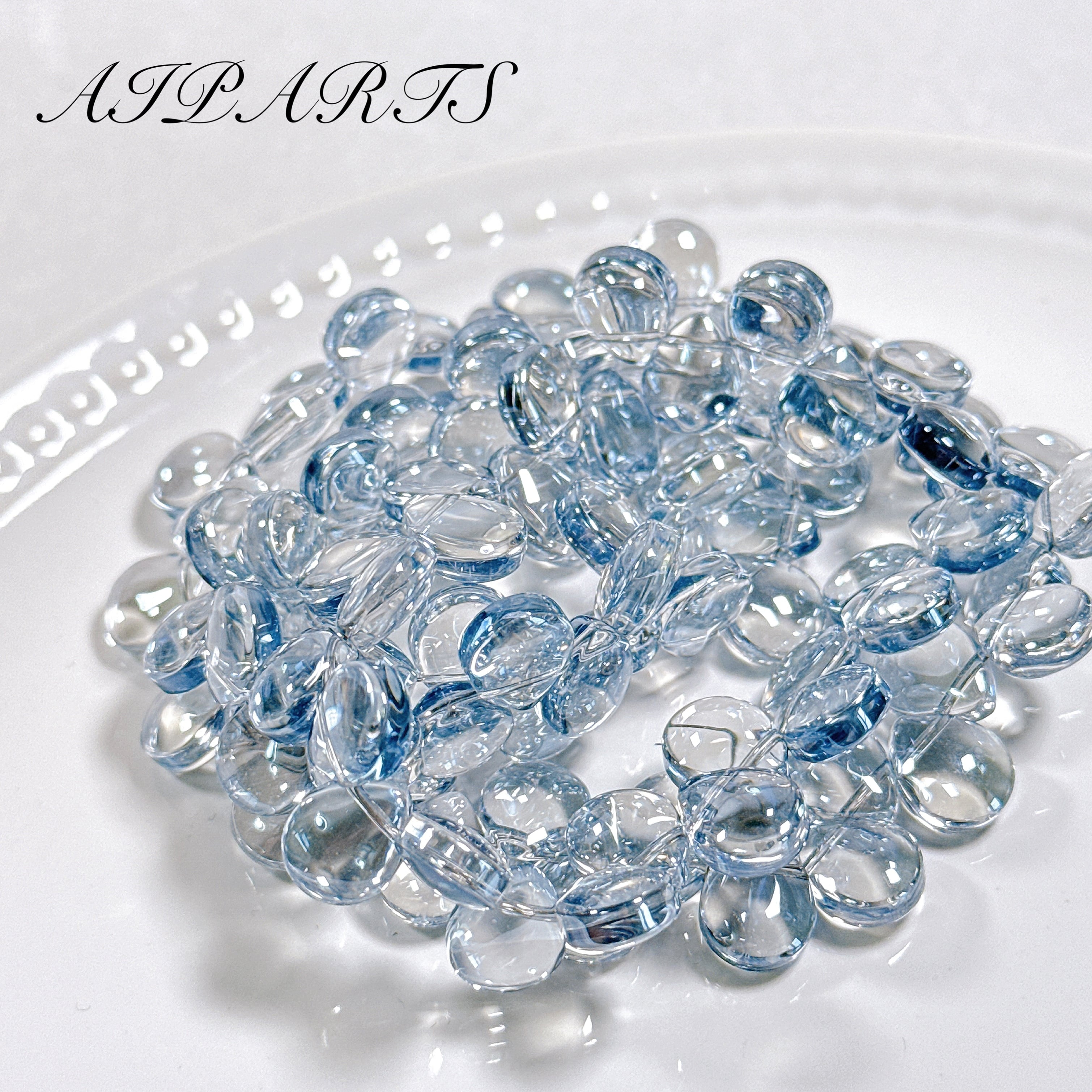 ガラスビーズ 連材 高品質 高級しずく型 雫 ティアドロップ オーロラ