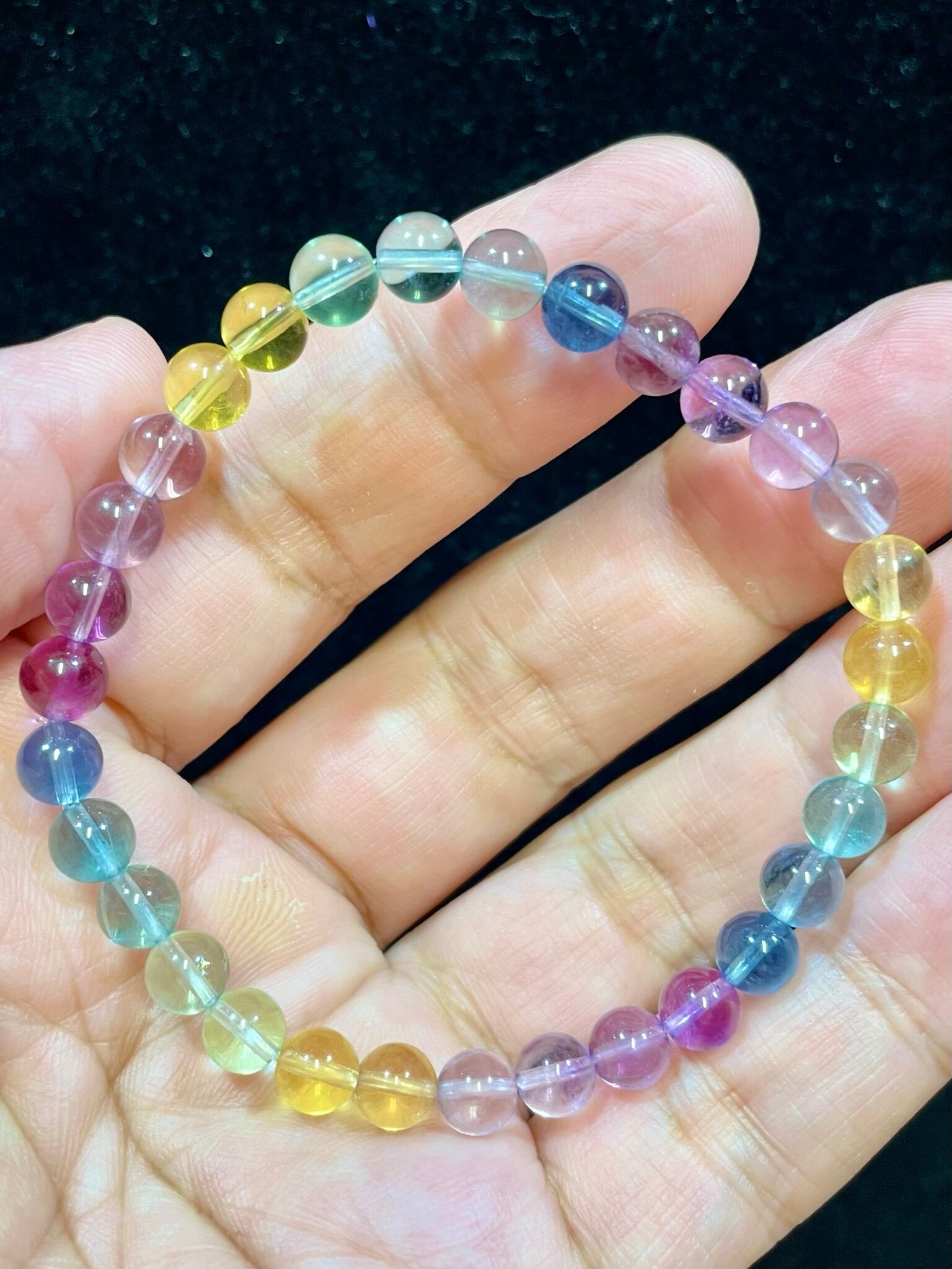 6) ハイクオリティー「マルチカラー・フローライト」ブレスレット