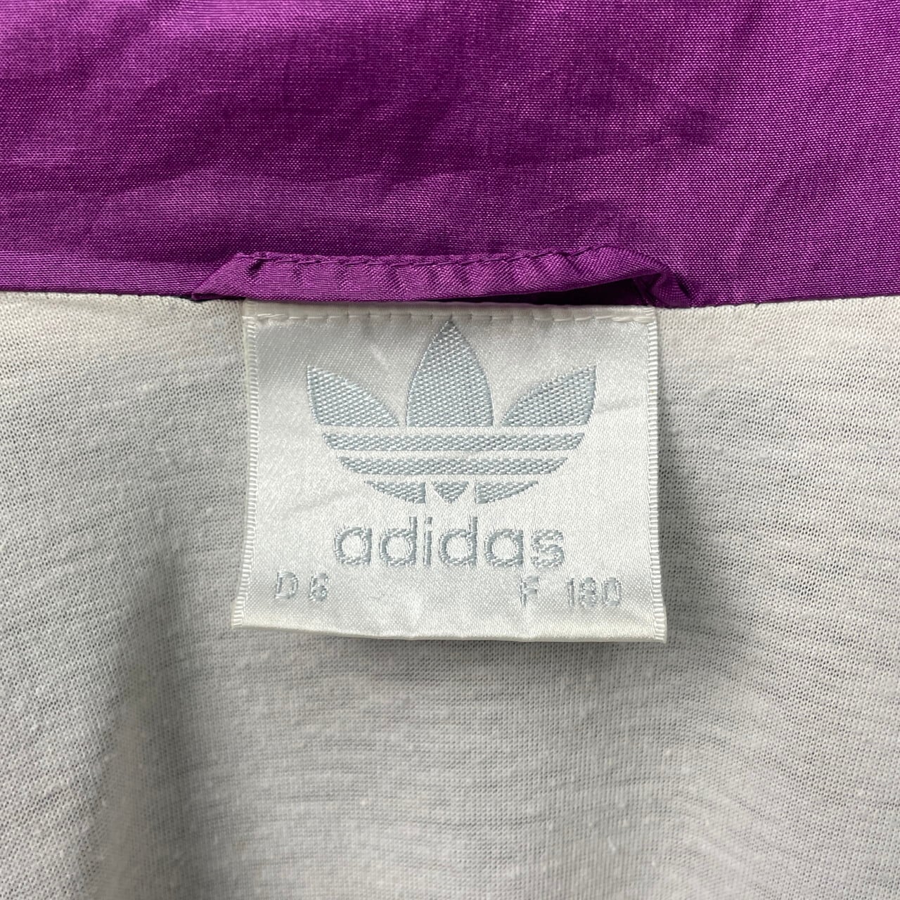 80s⭐️adidas トラックジャケット M 刺繍 vintage グレー×紫白 80年代 adidas アディダス ナイロン トラックジャケット メンズL-XL