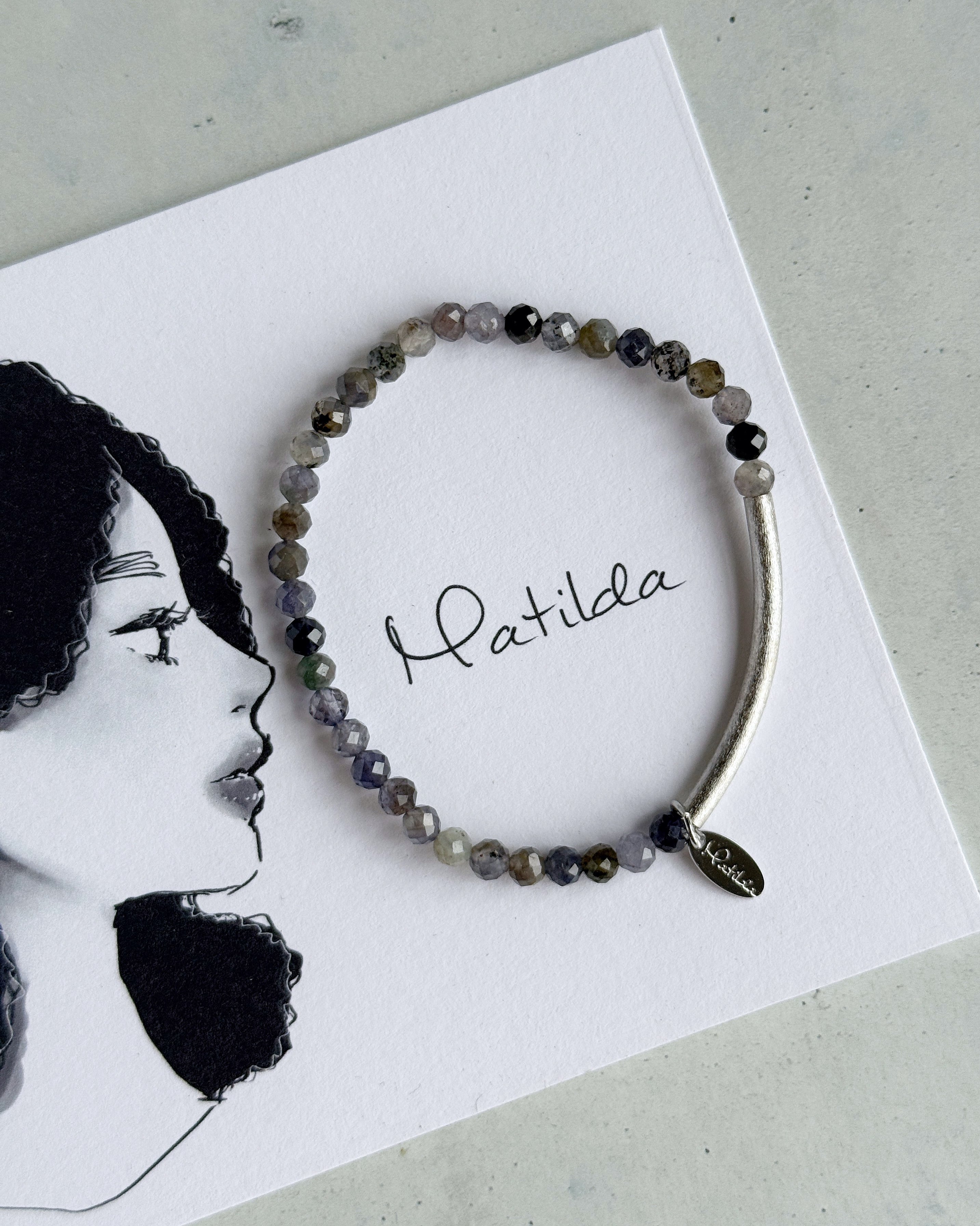 【再販】Tube & stone bracelet(サンストーン・アイオライト)