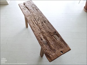 オールドチークベンチX02 スツール 長椅子 古材家具 一枚板 無垢材 椅子 イス 花台 プリミティブ ナチュラル 世界三大銘木