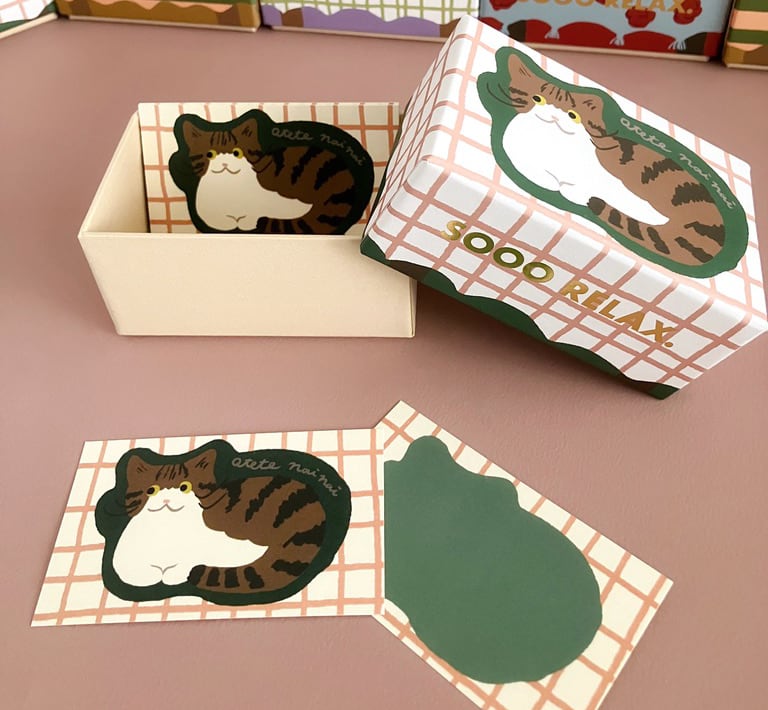 SOOO RELAX. ベッド型Box& memo set 「キジトラ猫」