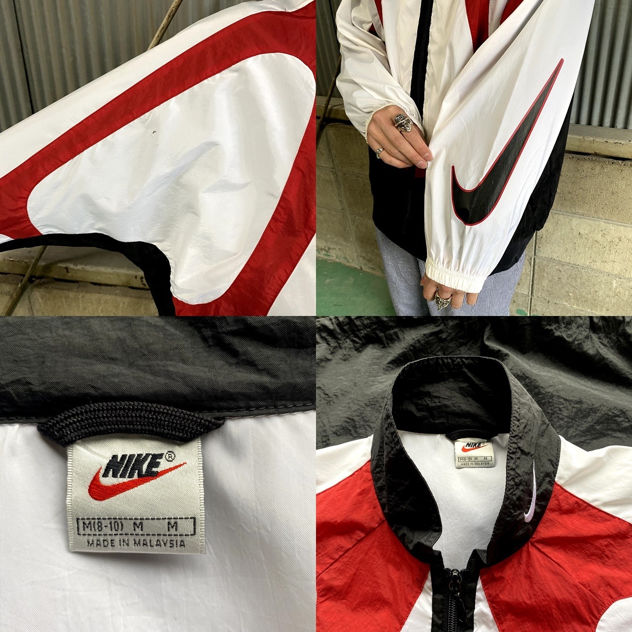 90年代 NIKE ナイキ ビッグスウォッシュロゴ 袖プリント ナイロン 