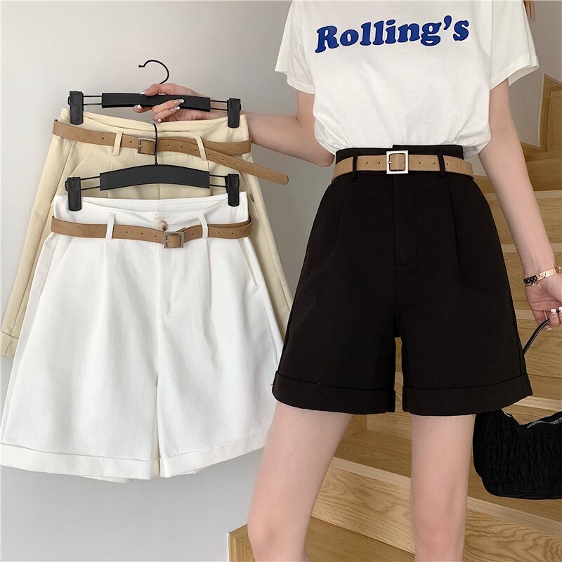 パンツ スプリングオータムハイウェストウェストルーズオーバーオール ショーツ 春物 秋物 ブルマー 1号婦人87870104858