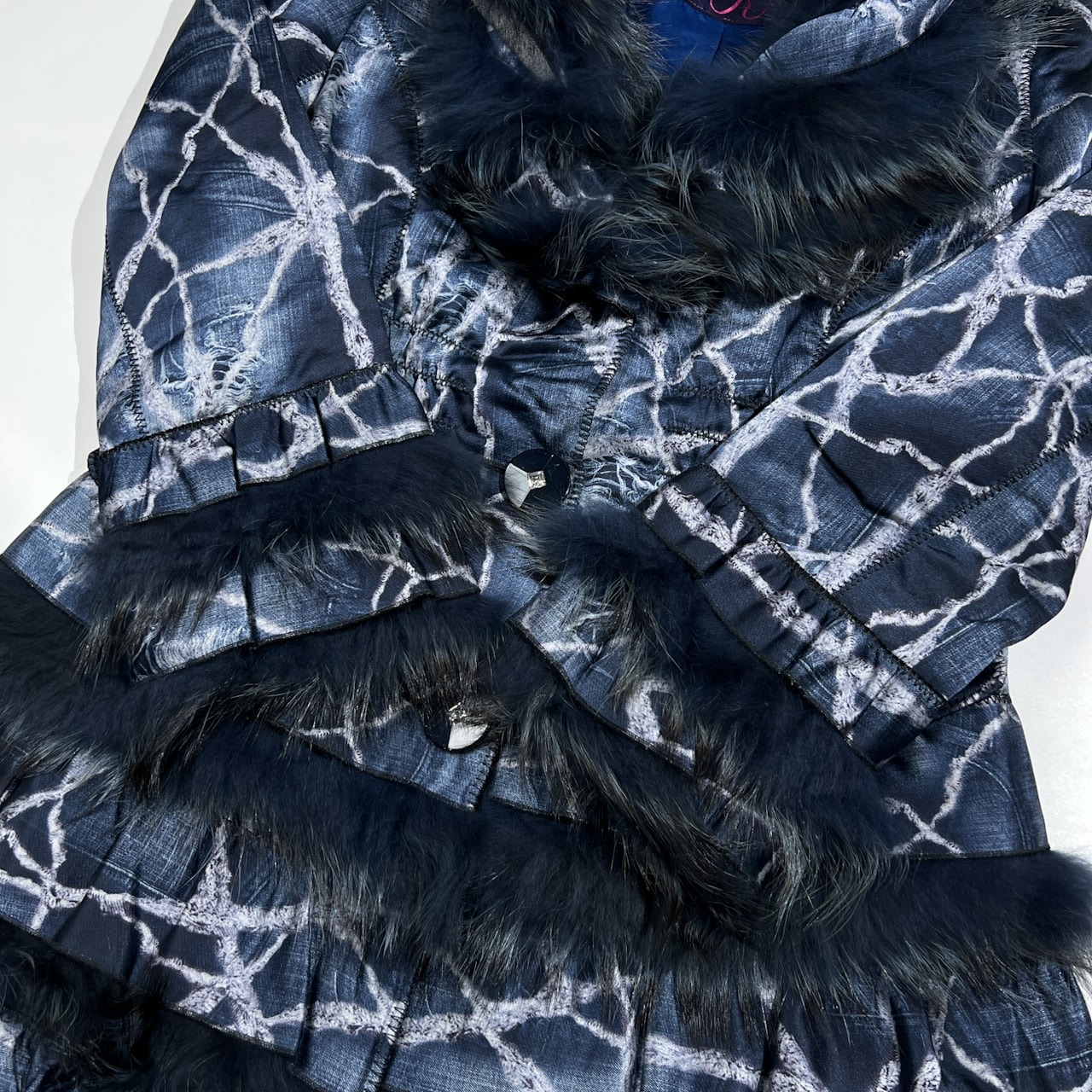 伊太利屋 イタリヤ 毛皮 切替 コート ジャケット 中綿入り サイズ 9 /本毛皮/リアルファー/レディース