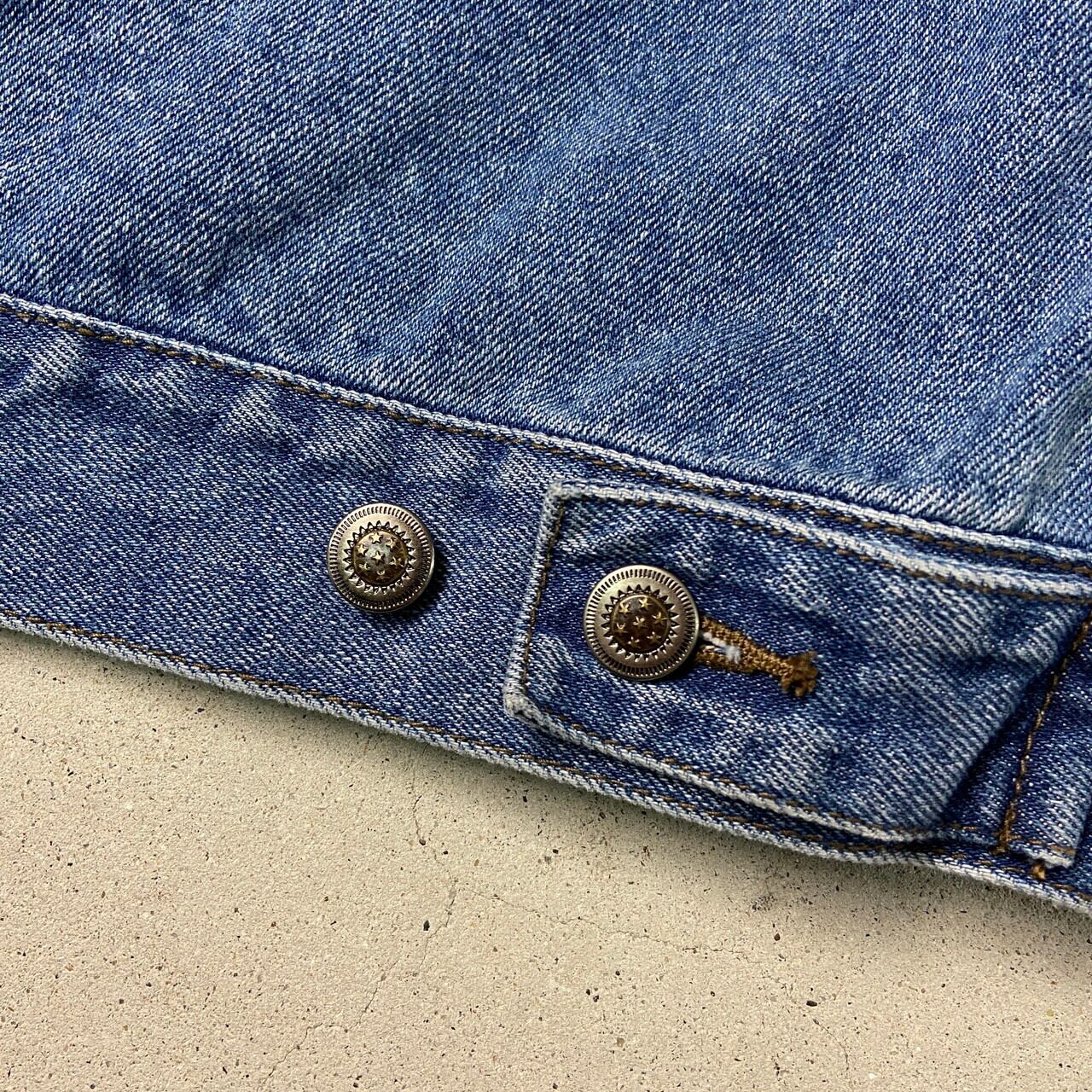 Dunbrooke デニムジャケット レザー襟 企業ロゴ刺繍 メンズXL 古着