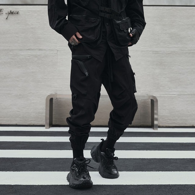【YINGCHENシリーズ】★カジュアルパンツ★ ユニセックス ズボン ボトムス かっこいい ブラック 黒い