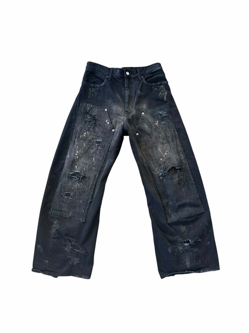 DOUBLE KNEE DESTROY DENIM PANTS VINTAGE PROCESS