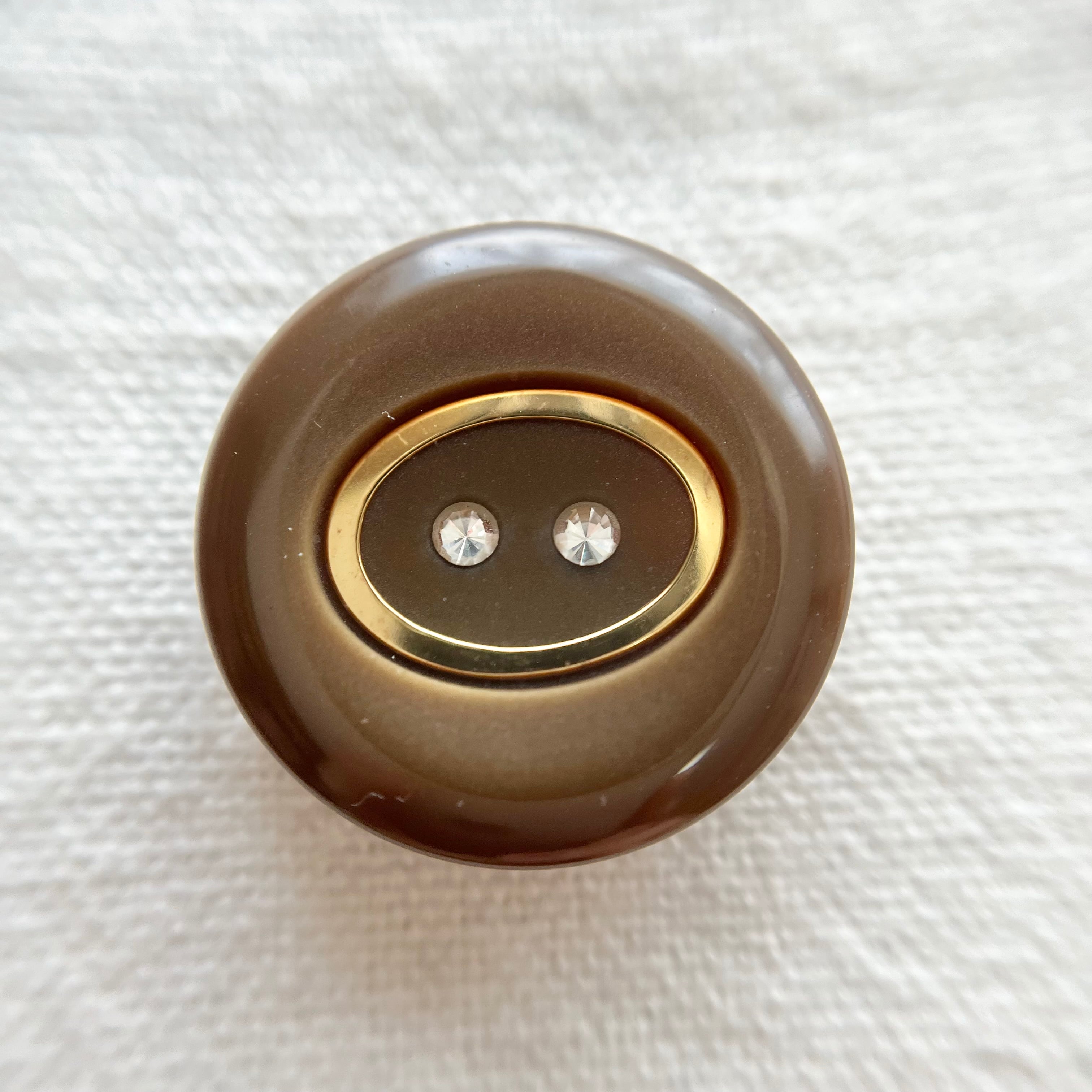 2粒ラインストーン×ゴールドオーバル(ブラウン)23㎜