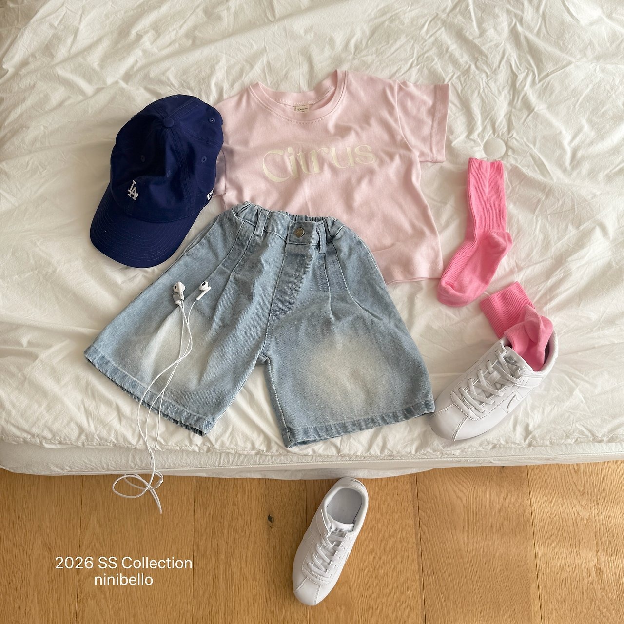 [ninibello] 225 Bermuda Pintuck Denim Pants +fee2 / [니니벨로] 225버뮤다핀턱데님팬츠