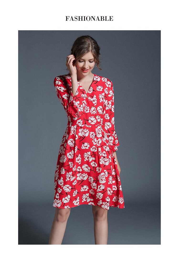 フラワープリントカシュクールワンピース