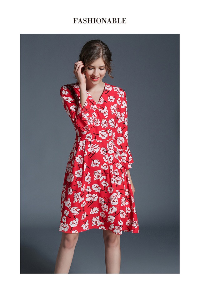 フラワープリントカシュクールワンピース