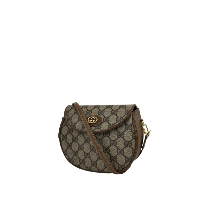 GUCCI グッチ GGプラス ショルダーバッグ ベージュ PVCレザー ラウンド ミニバッグ vintage ヴィンテージ オールド ku752d