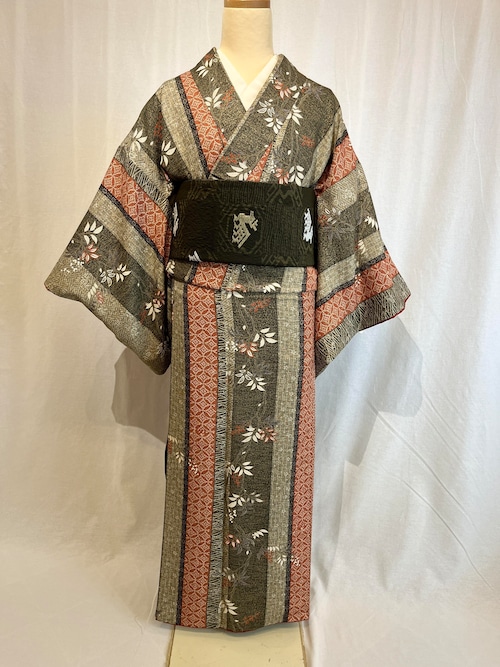 2234 縦縞小紋 袷単品 Komon Kimono (lined kimono)