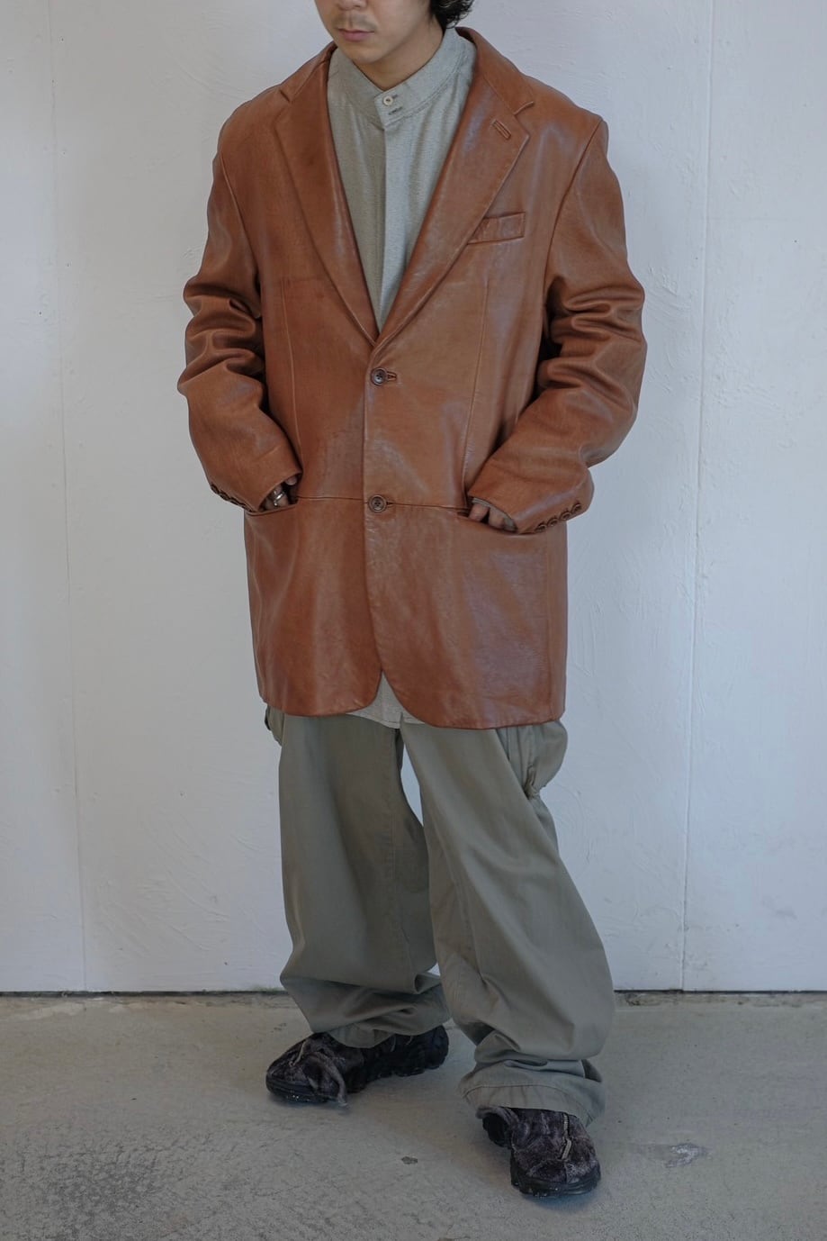 2000s BANANA REPUBLIC oversized leather jacket