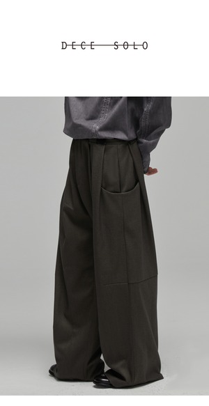 DECESOLO 24AW マルチプリーツビッグポケットワイドパンツ