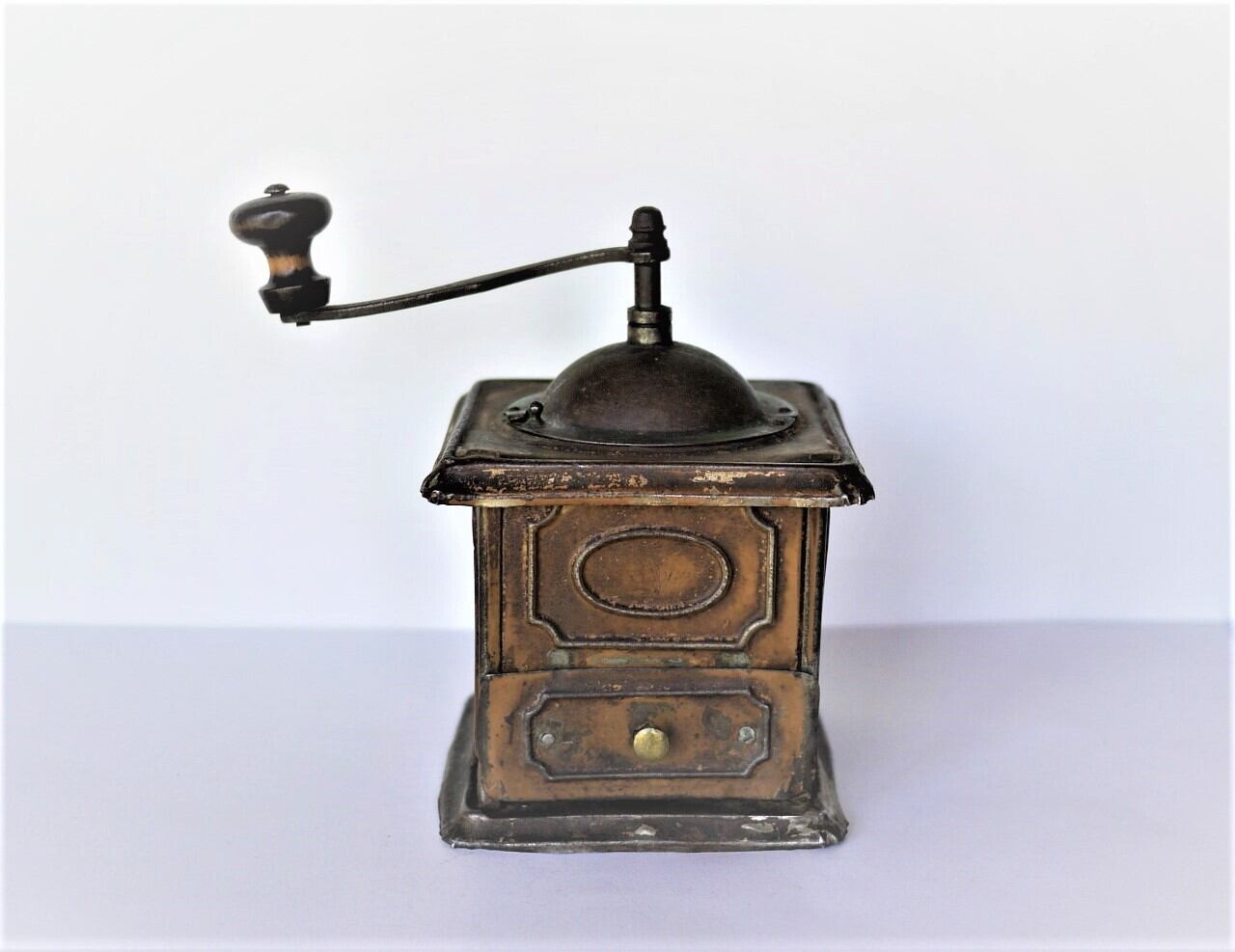 手回しコーヒーミル ブリキ ポーセリンホッパー アンティークドイツ