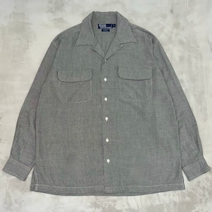 “Size M” Polo Ralph Lauren “STEWARD” Rayon Houndstooth Open Collar Shirt