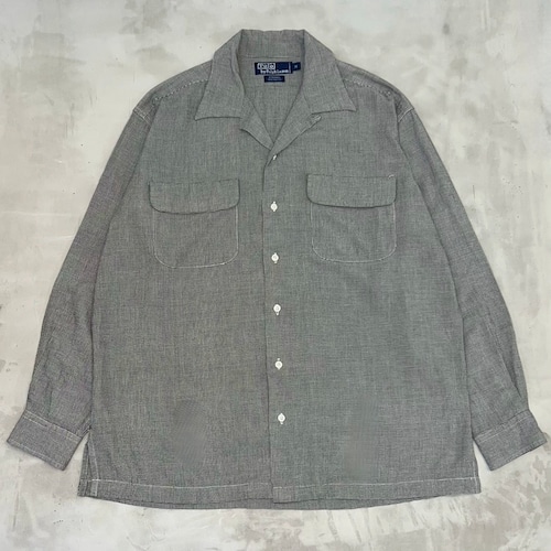 “Size M” Polo Ralph Lauren “STEWARD” Rayon Houndstooth Open Collar Shirt