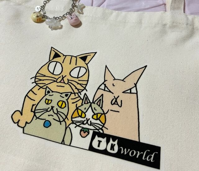 TKねこファミリー☆tokotokoマチありトートバッグ | TKworld~ねこの