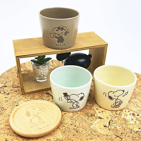 スヌーピー 3WAYウッドトレー＆スイーツカップ ミント コップ SNOOPY