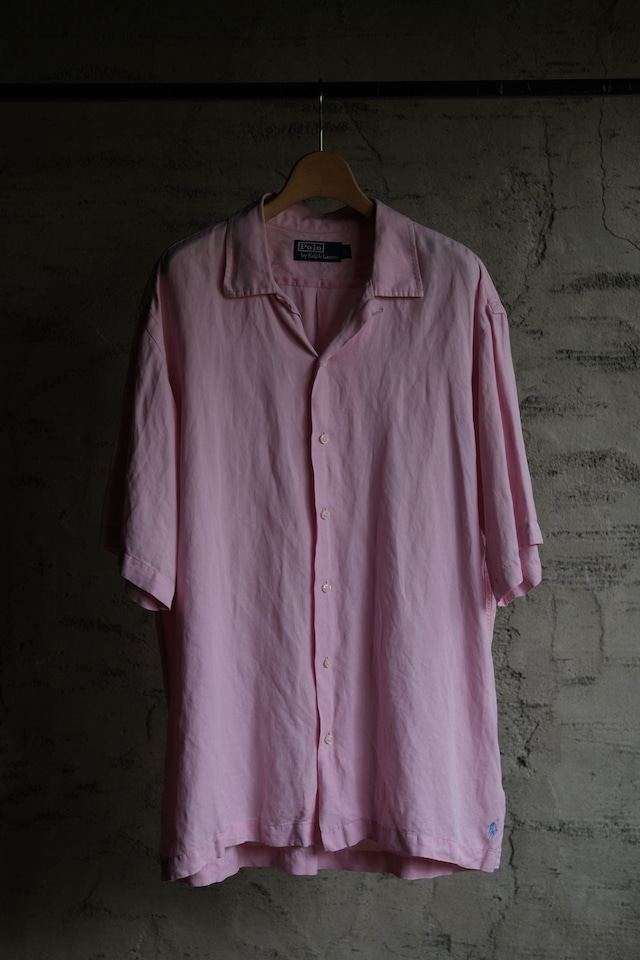 OK/90's "Polo by Ralph Lauren" linen silk open collar shirt/pink