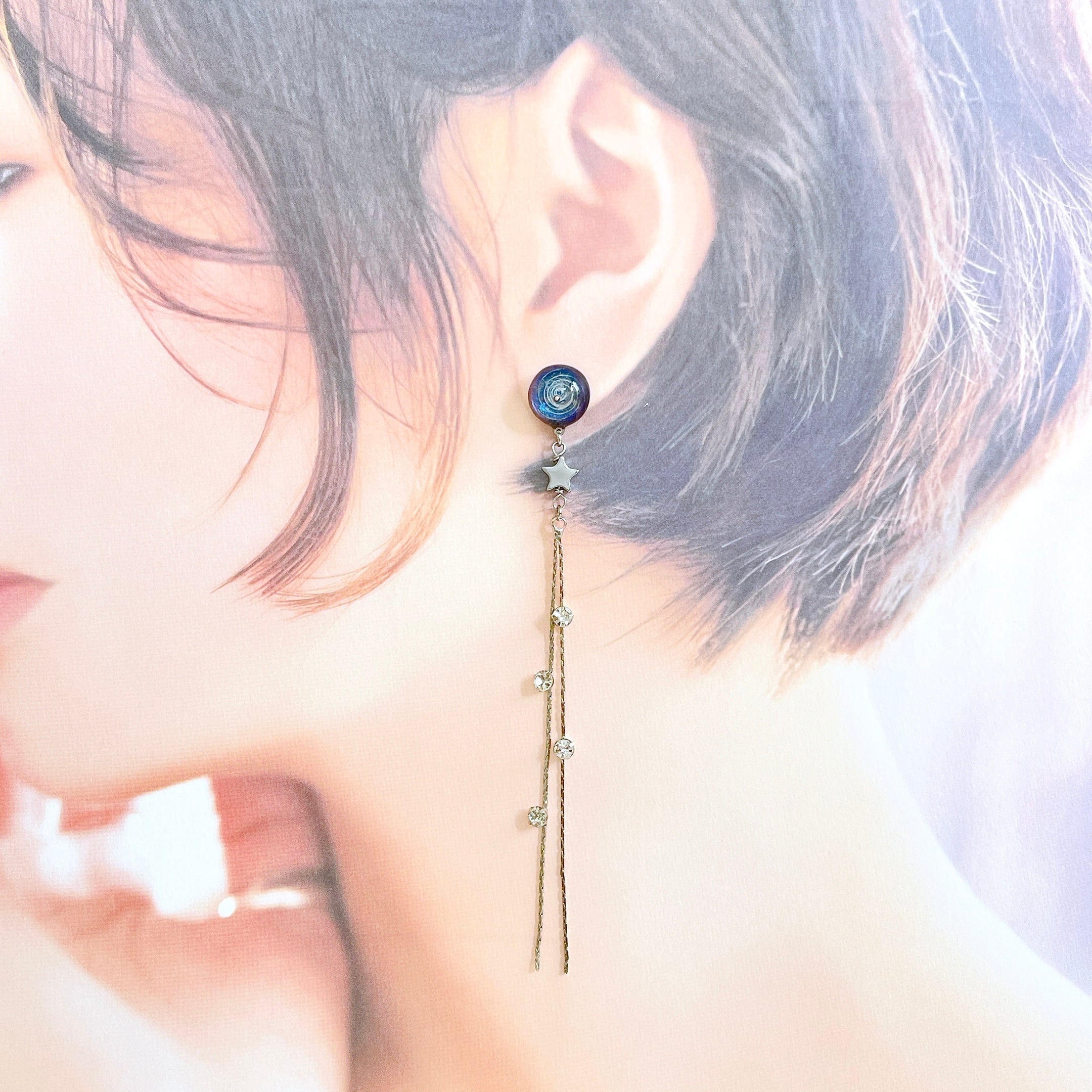 Vortex✧流星の瞬きピアスSilver✧彗星ピアス・宇宙ピアス・ロング