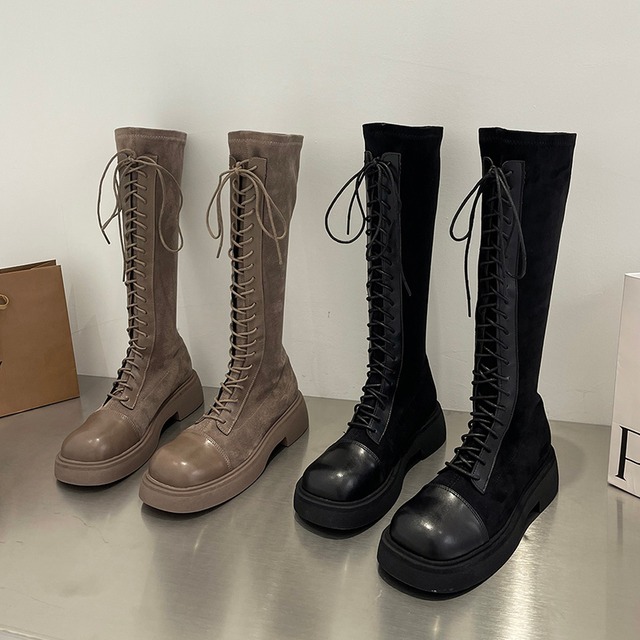 ロングブーツオータムウィンターレッドスタンダード薄手 レトロ 靴 シューズ 秋物 冬物 部族の婦人靴1350786190