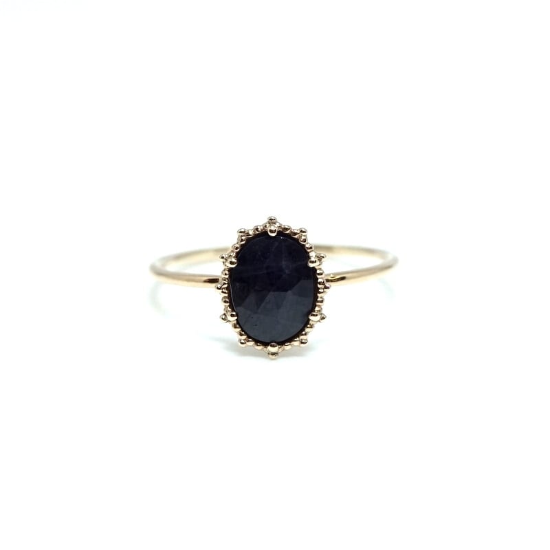 granulation 8×6 gem ring - Sapphire