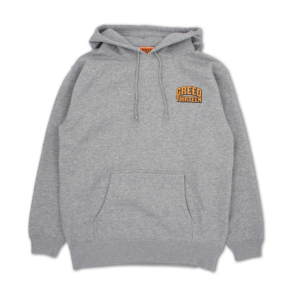 GREED13 J.O LOGO PULLOVER HOODIE grey | DOG HOUSE GARAGE 