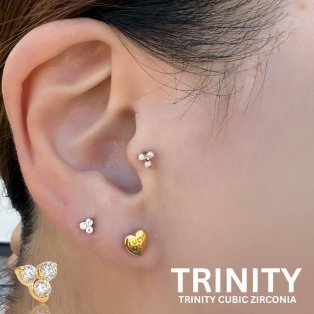 ボディピアス 18G 16G 14G ゴールド トリニティ ジルコニア 金属
