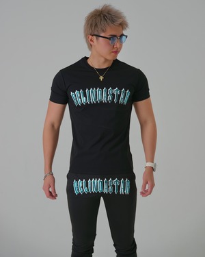 RHINE STONE SHIRT TIFFANY BLUE【BBS24001】