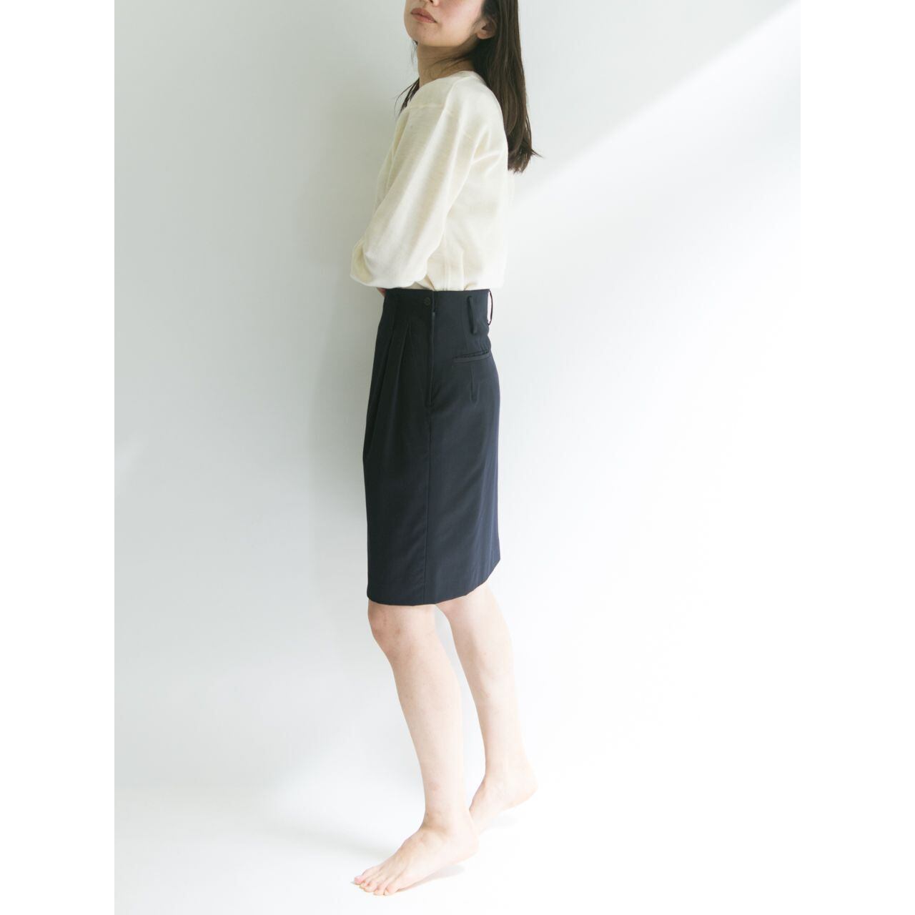 【ISSEY MIYAKE】Made in Japan 90's wool tuck skirt(イッセイミヤケ 日本製 ウールタックスカート)3a