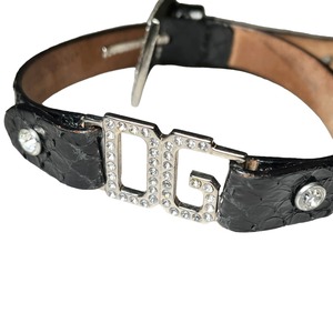 DOLCE&GABBANA leather × metal logo bracelet set with rhinestone