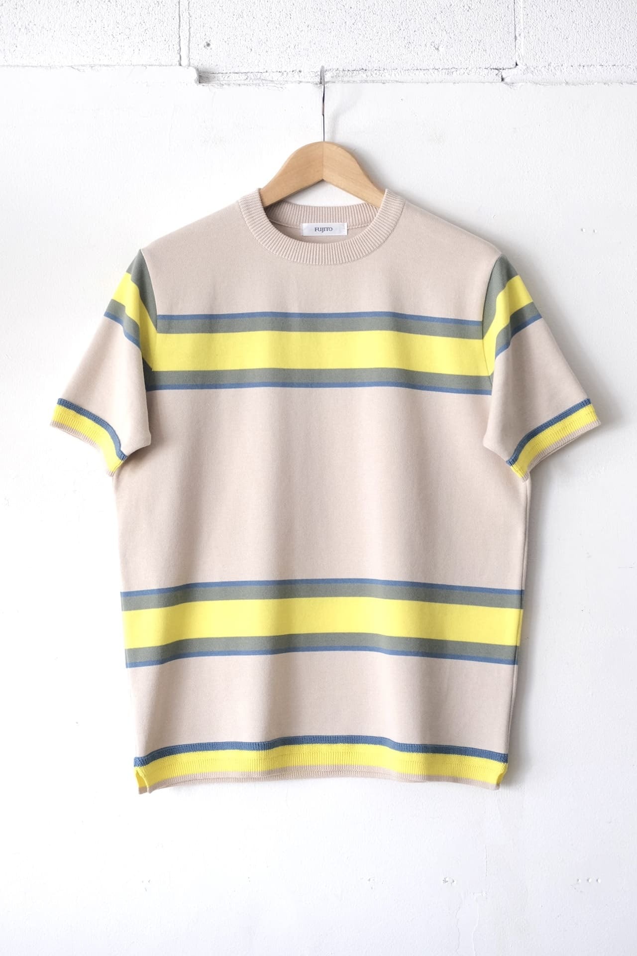 FUJITO フジト Border Knit T-Shirt サイズ2 FUJITO Border Knit T-Shirt Black Border,Beige Border | Directors
