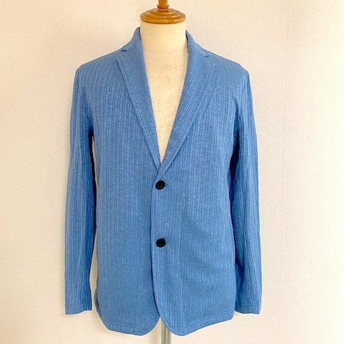 Linen Like Stripe Cut & Sewn Jacket Sax