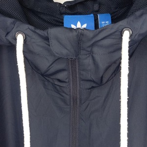 アディダス　ナイロンジャケット　パーカー　ストライプ　総メッシュ　バイカラー