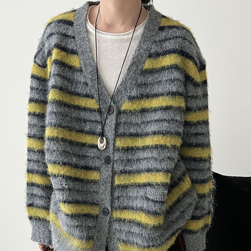 border over knit cardigan J00080