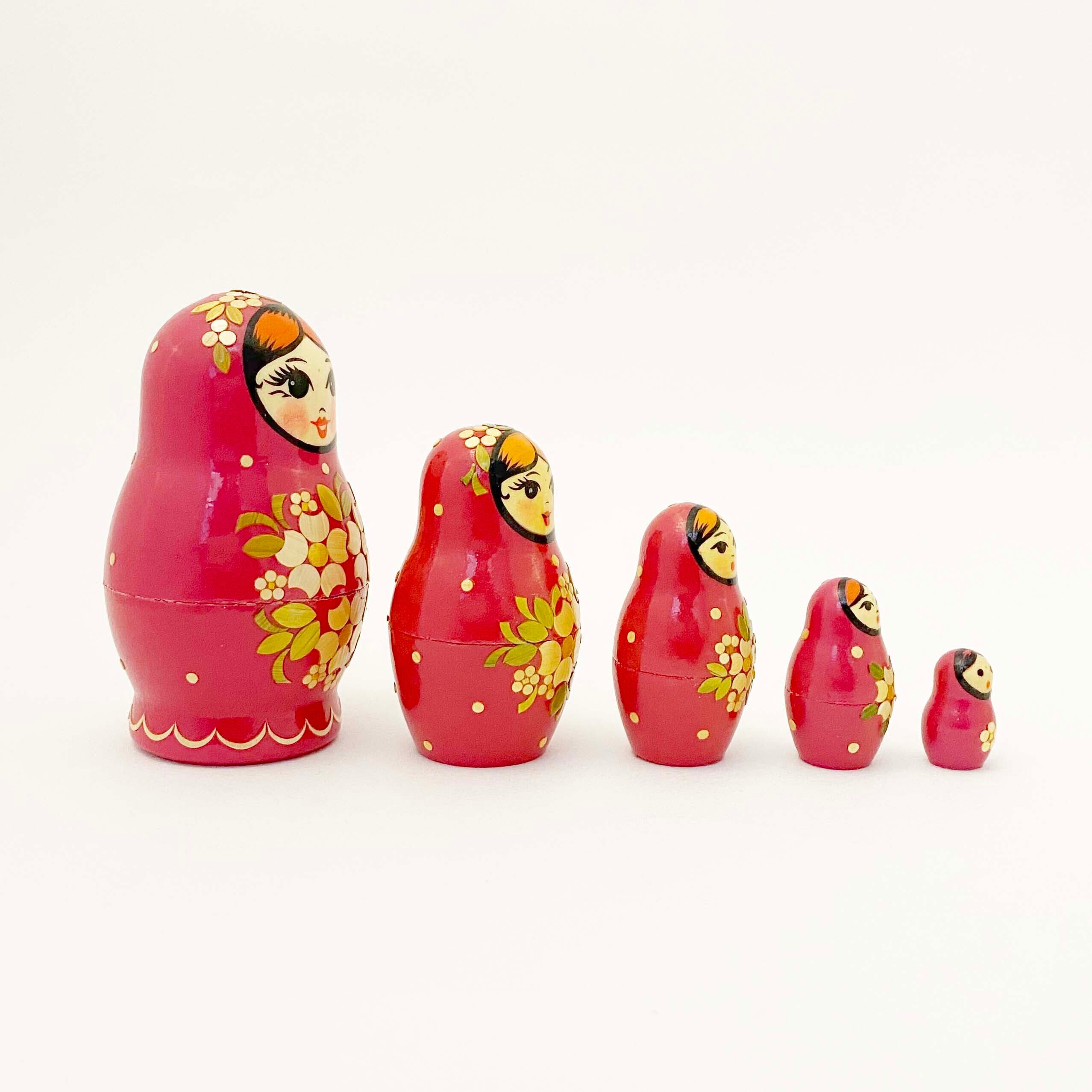 麦わらノーリンスク産マトリョーシカ / ピンク5個組