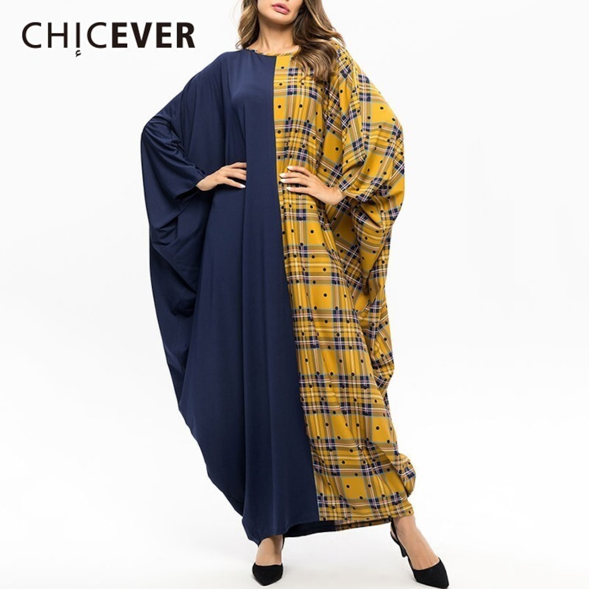 チェックレトロデザインドレス