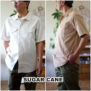 sugarcane 　シュガーケーン　半袖ストライプワークシャツ　38699　コークストライプワークシャツ
