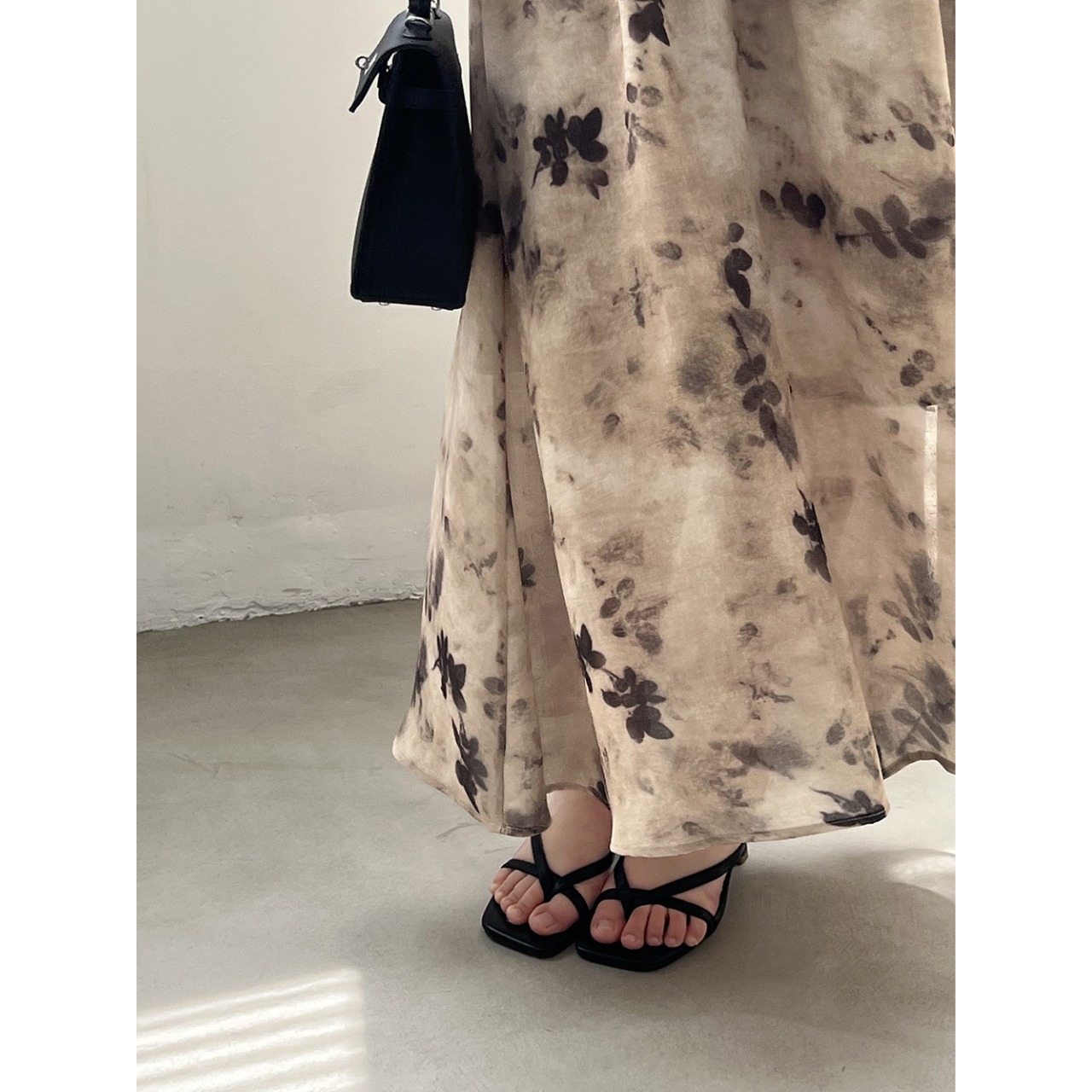 花柄 ロングフレアスカート 10014