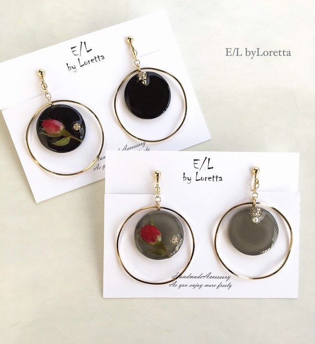(全2色)薔薇 circle big hoop pierce/earring