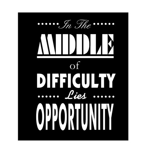 ウォールステッカー アインシュタイン 名言 白 マット In the middle of difficulty lies opportunity 