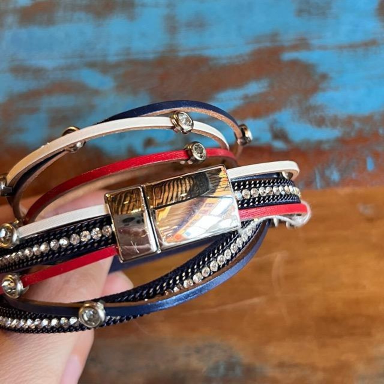 TOPANGA Accessory　ブルーチャームレザーブレスレット　アクセサリー　ブレスレット　レザー　小物　夏コーデ