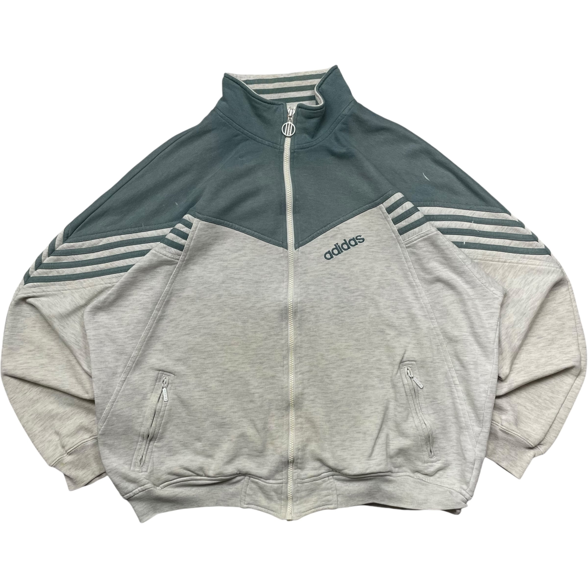 《L》adidas アディダス ジップスウェット バイカラー 80年代〜 no.4992