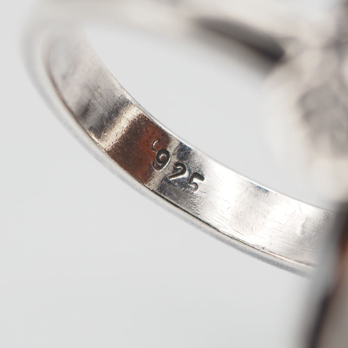 J183 琥珀 コハク 925刻印 リング リーフ デザイン シルバー